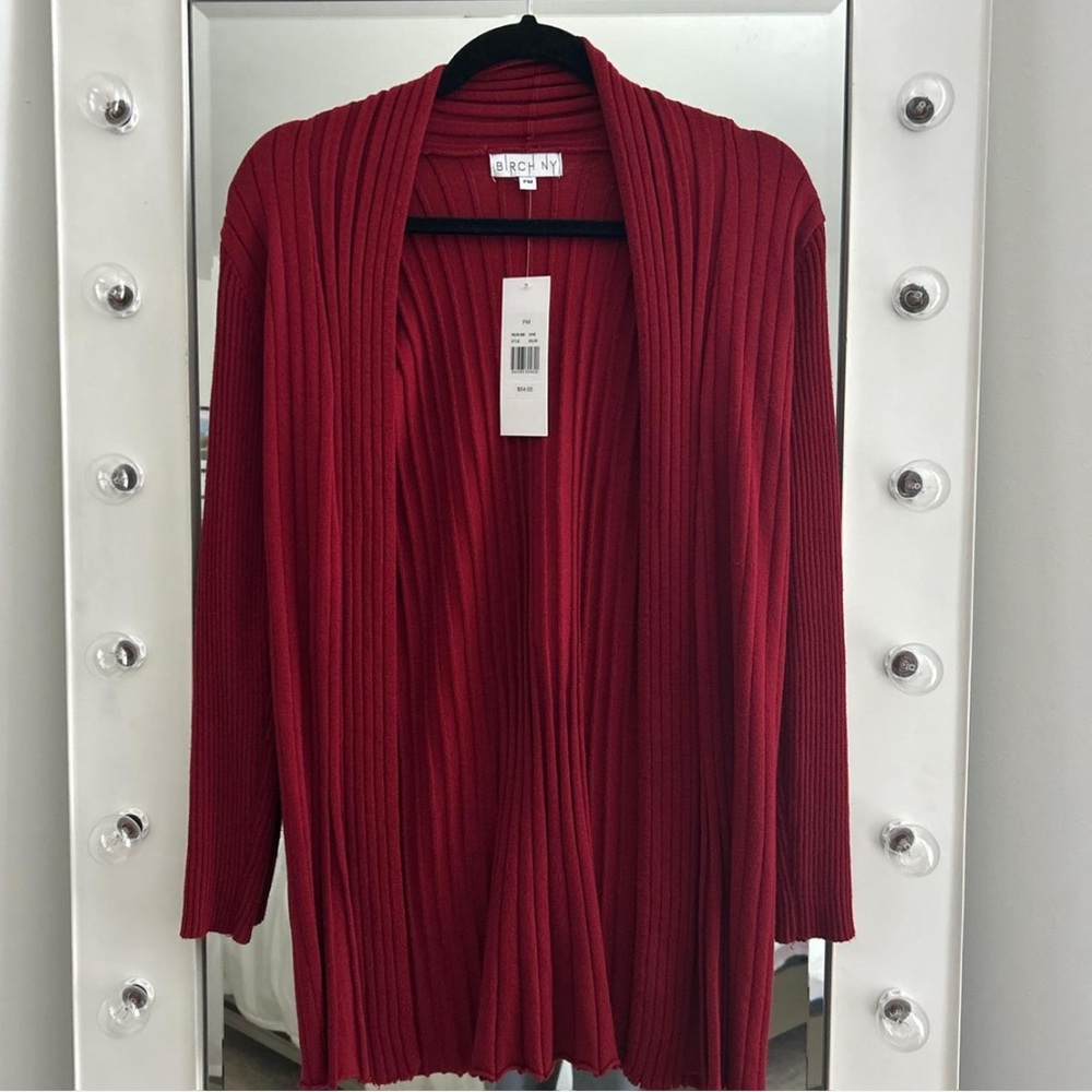 INC International Concepts Red Ribbed Cardigan